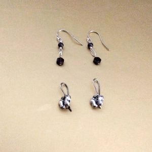 Two Pairs Small Sterling Dangling Earrings